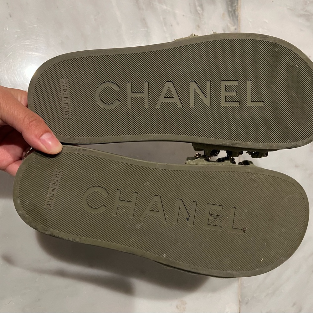 Olive Green Chanel Slides - image 2